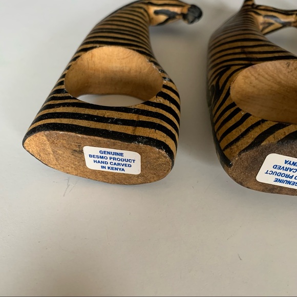Accents Vintage Besmo African Tribal Carved Wood Lot Kenya Zebra Napkin Rings Set Of 4 Poshmark